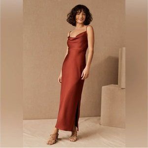 BHLDN Anthropologie Cali Satin Charmeuse Midi Dress